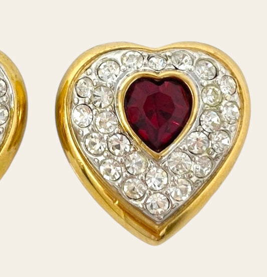 1980s Crystal Heart Earrings