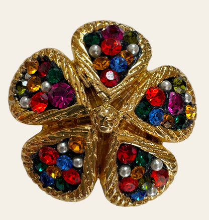 1980's Jacky de G Clover Brooch