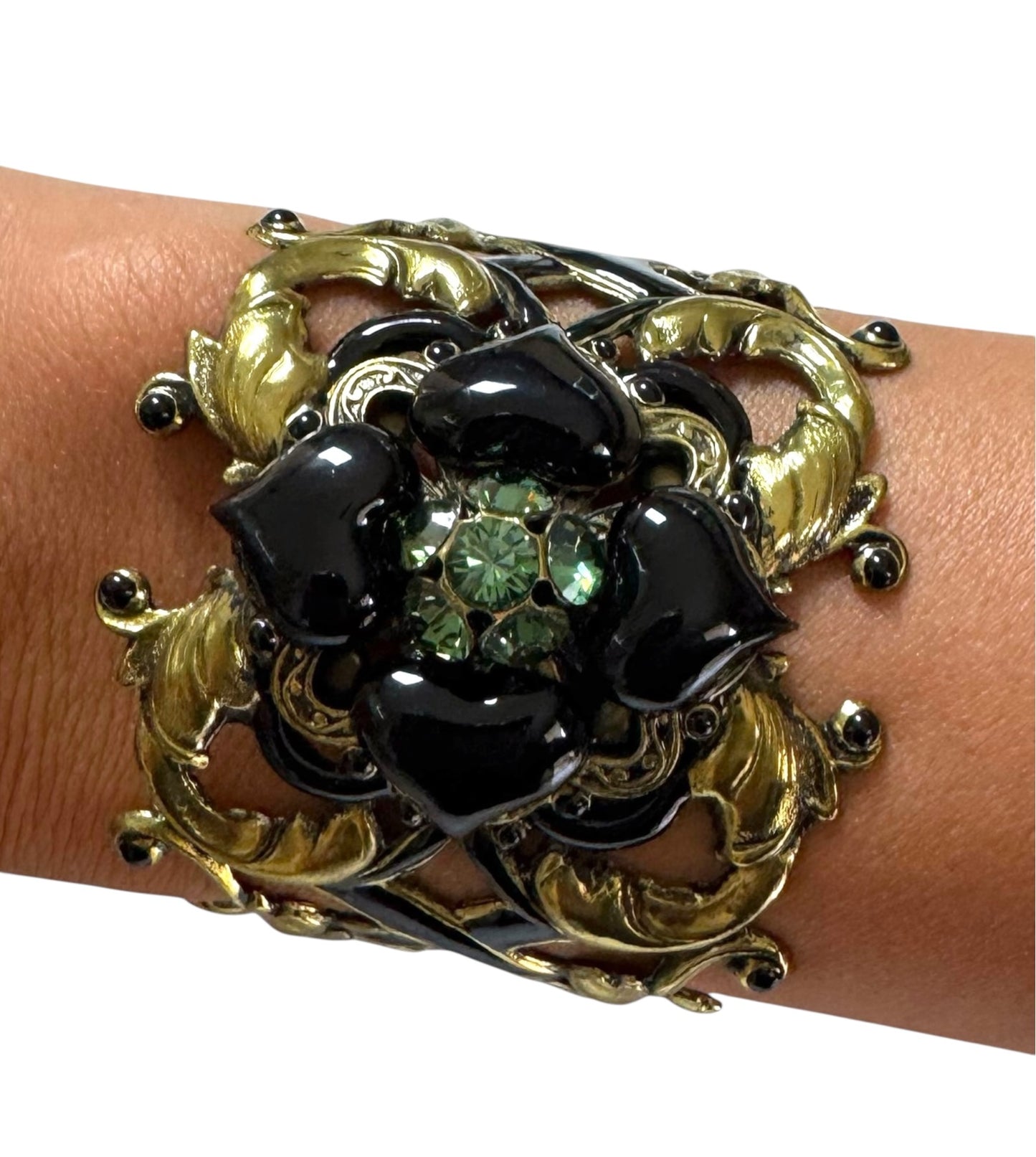 1990's Satellite Baroque Heart Cuff Bracelet