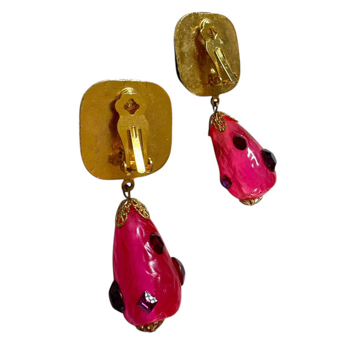 1980s Couture “Fuchsia” Statement Clip On Earrings