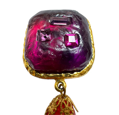 1980s Couture “Fuchsia” Statement Clip On Earrings