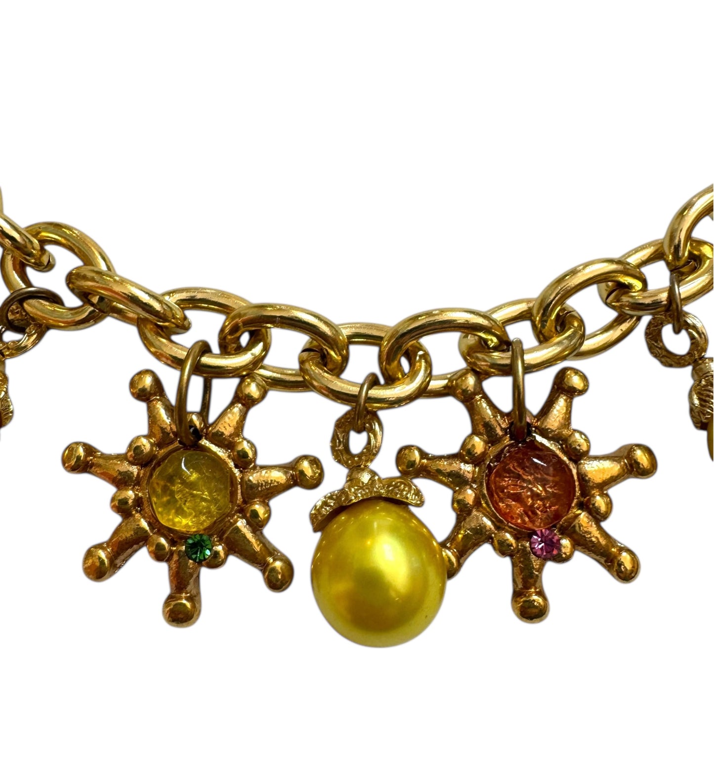 1980s Jacky de G. Solar Charm Statement Necklace