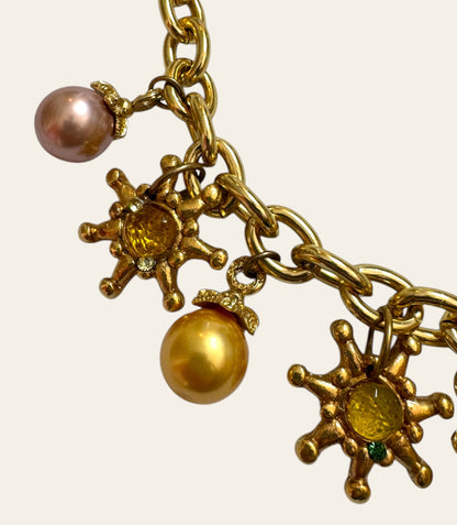 1980s Jacky de G. Solar Charm Statement Necklace