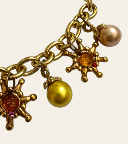 1980s Jacky de G. Solar Charm Statement Necklace