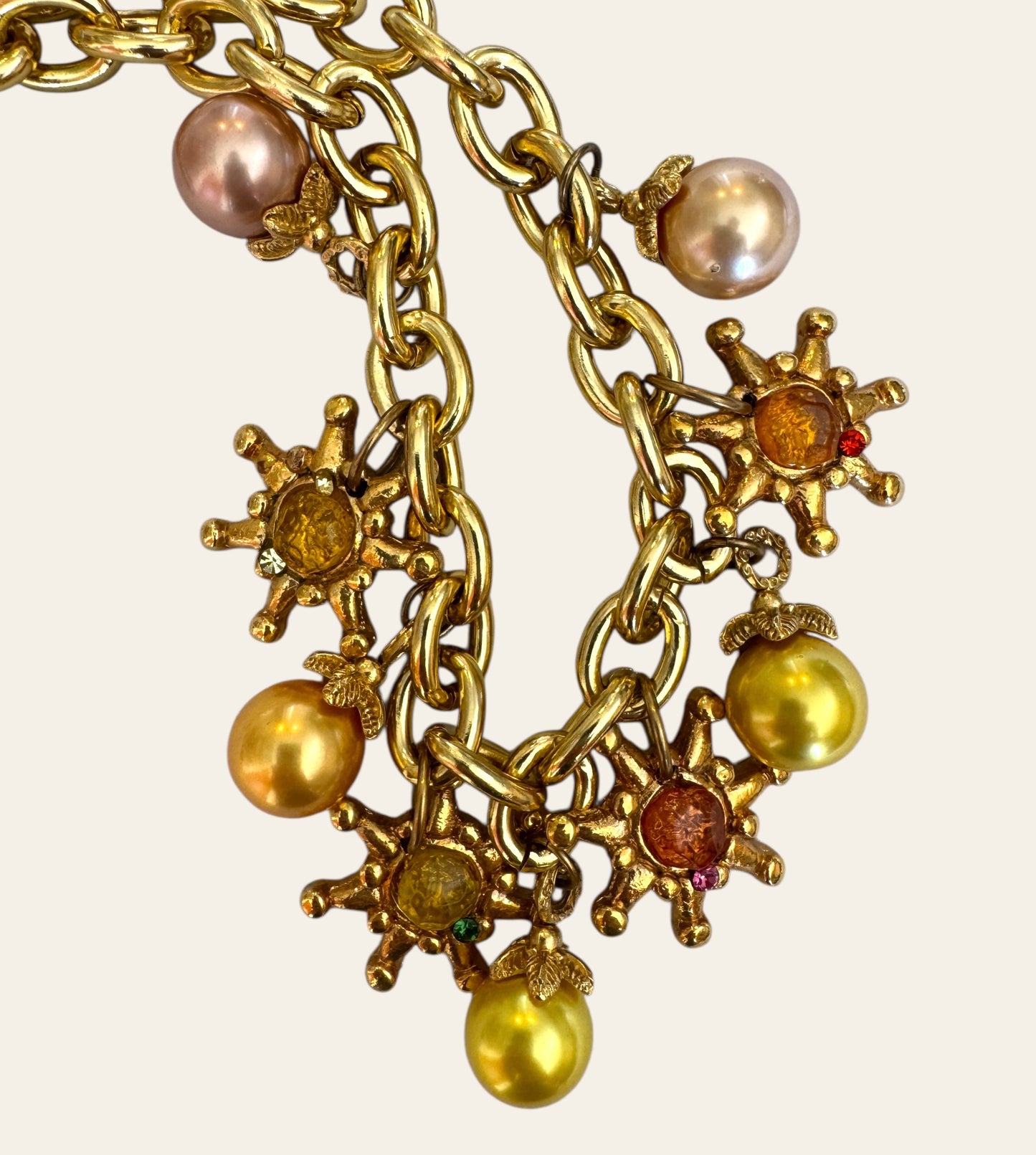 1980s Jacky de G. Solar Charm Statement Necklace