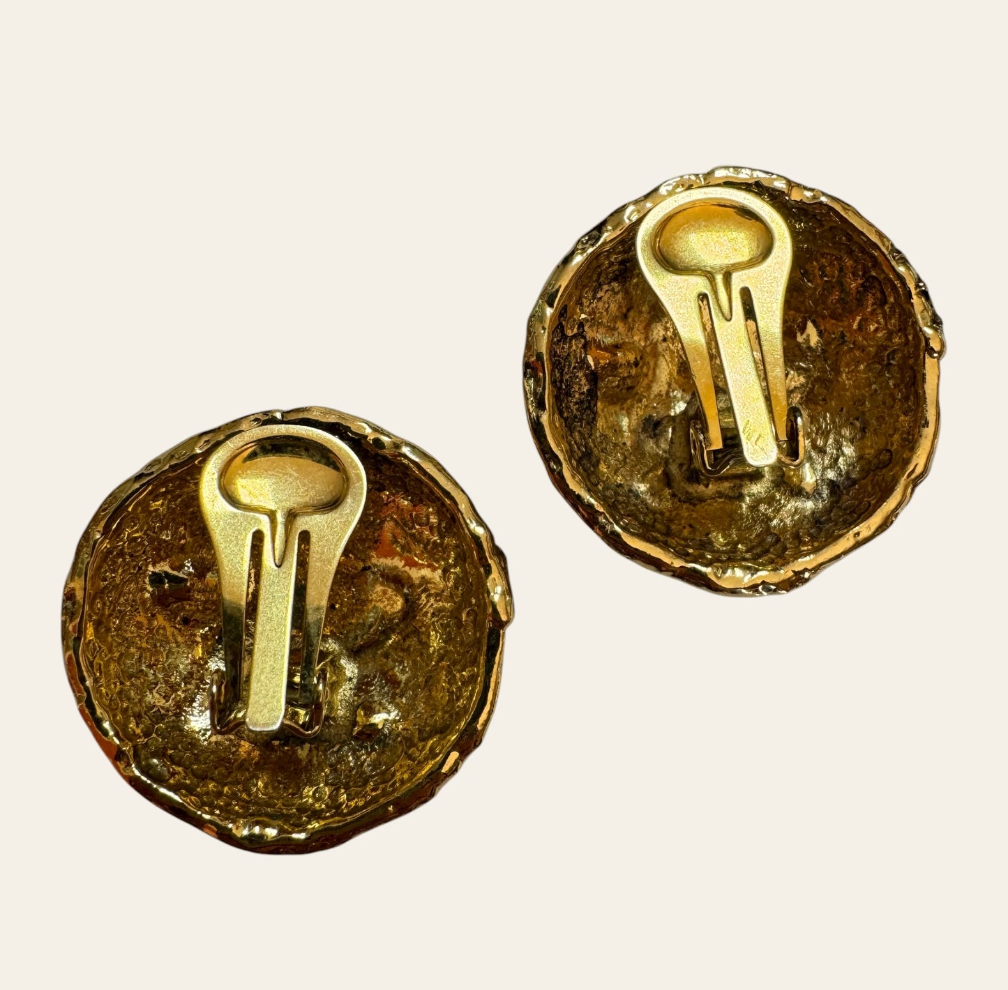1990s Gilded Domed Clip On Earrings