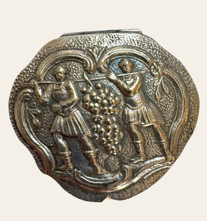 Antique Silver Repoussé Snuff Box with Pastoral Scene
