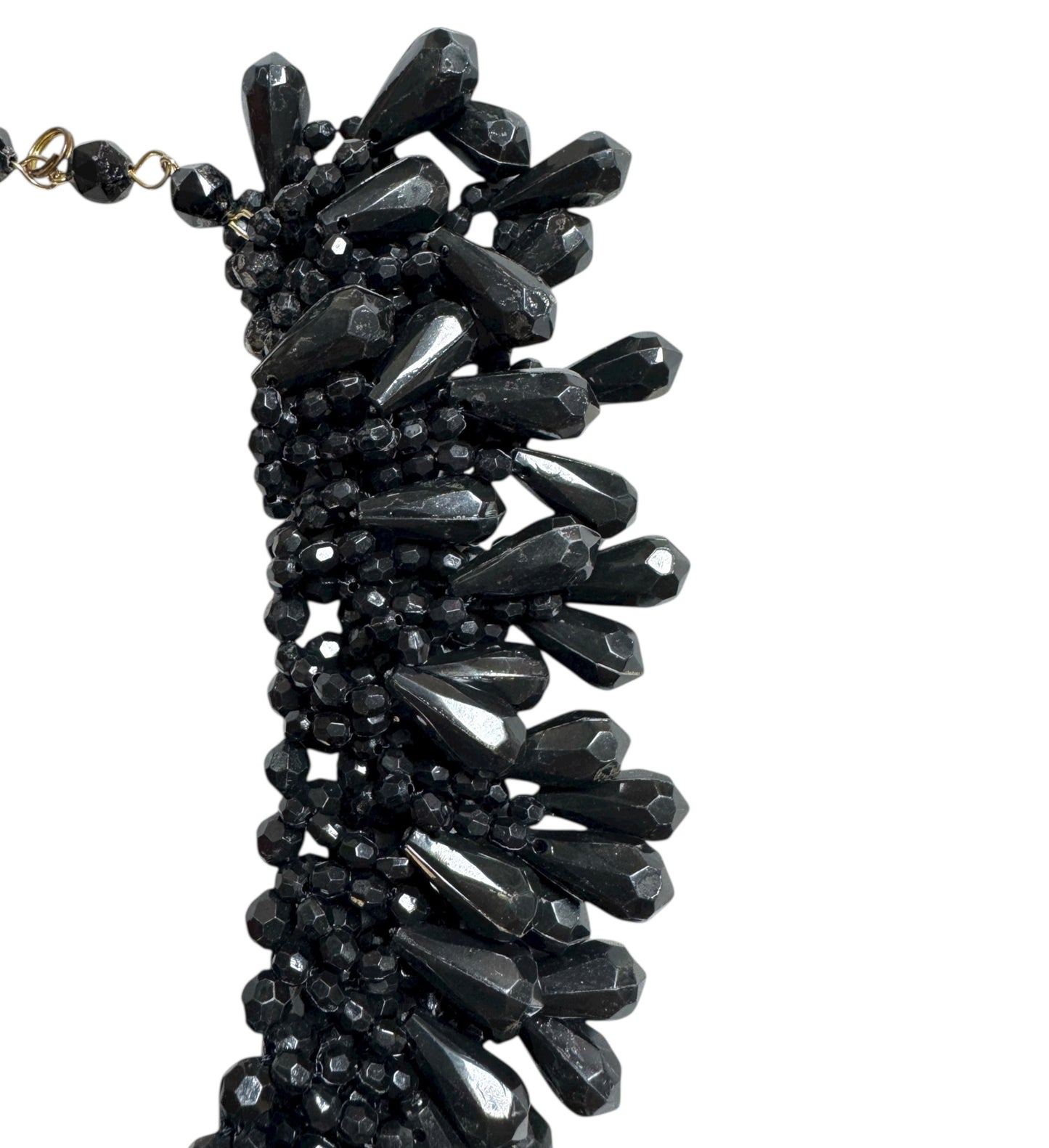 Vintage Faceted Black Glass Statement Choker Necklace
