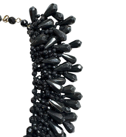 Vintage Faceted Black Glass Statement Choker Necklace