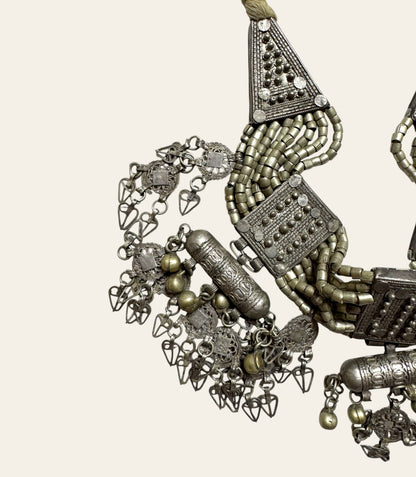 1930s Massive Antique Yemeni Tribal Silver Choker Necklace