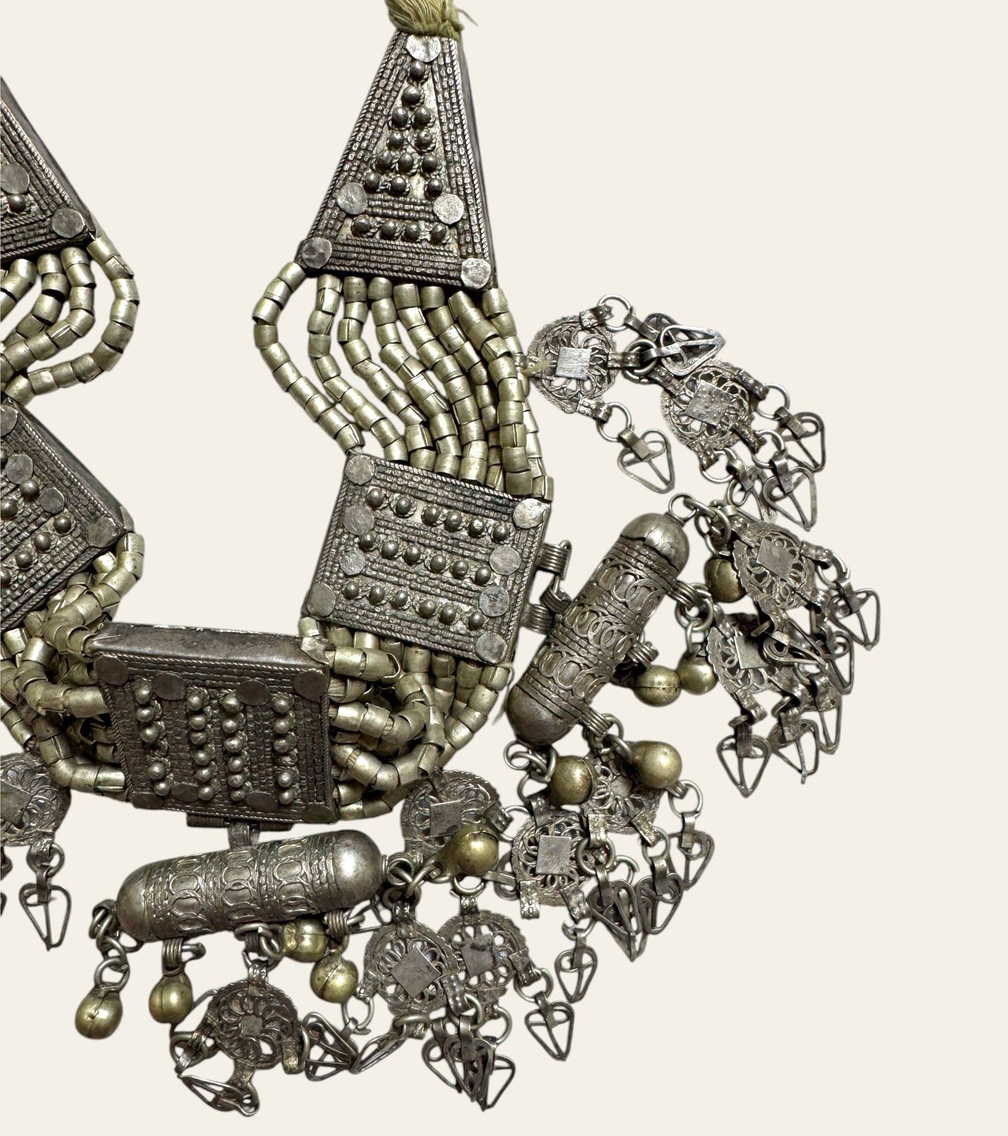 1930s Massive Antique Yemeni Tribal Silver Choker Necklace