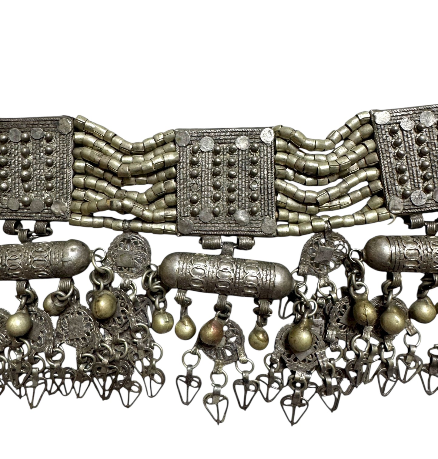 1930s Massive Antique Yemeni Tribal Silver Choker Necklace