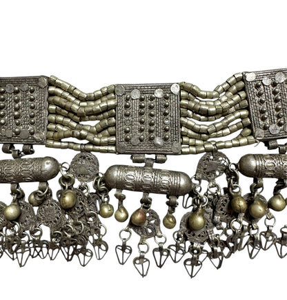 1930s Massive Antique Yemeni Tribal Silver Choker Necklace