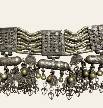 1930s Massive Antique Yemeni Tribal Silver Choker Necklace