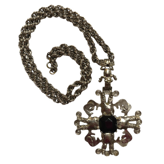 Massive Brutalist Frog Medallion Necklace