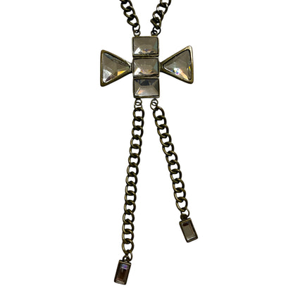 Long Rhinestone Cross Pendant Necklace