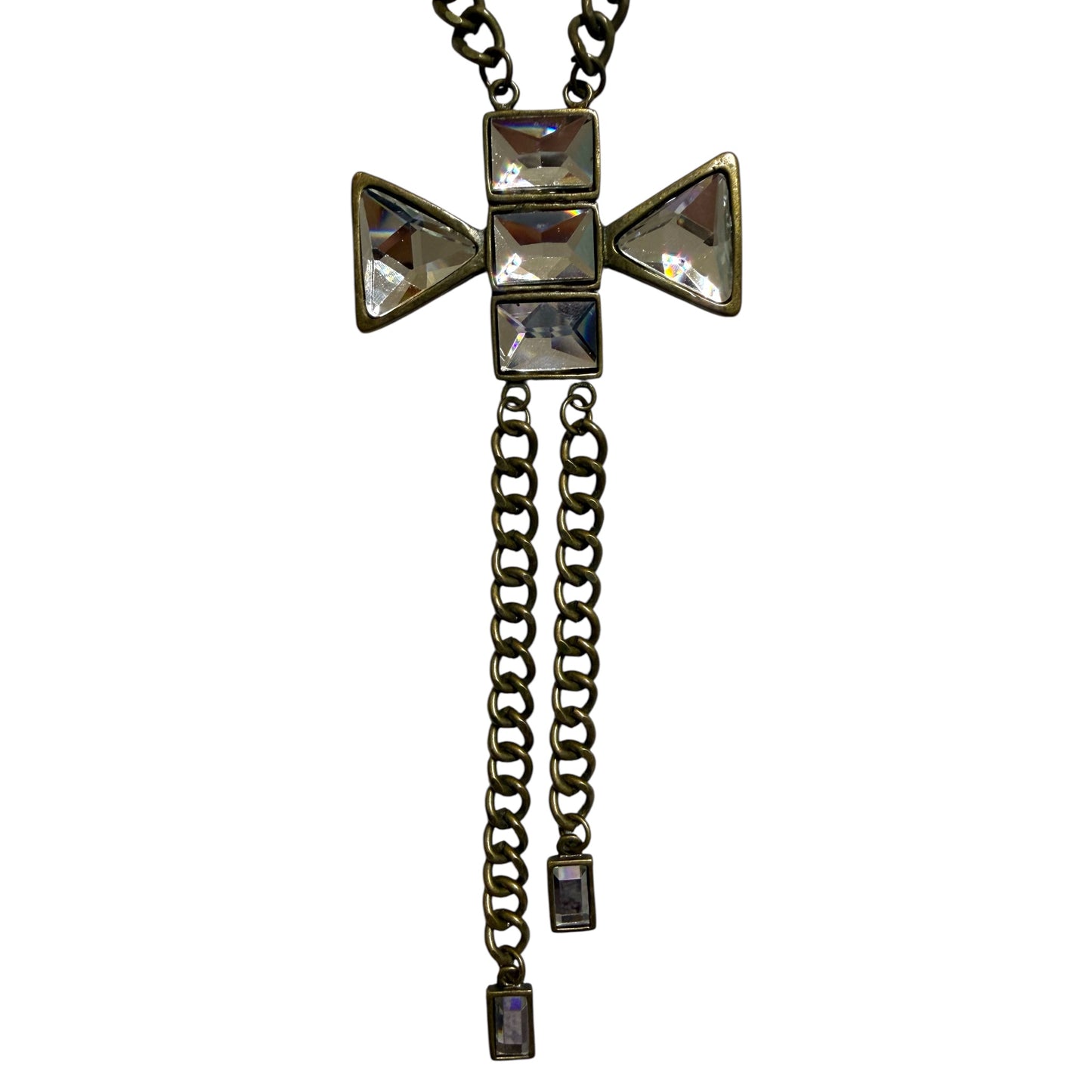 Long Rhinestone Cross Pendant Necklace