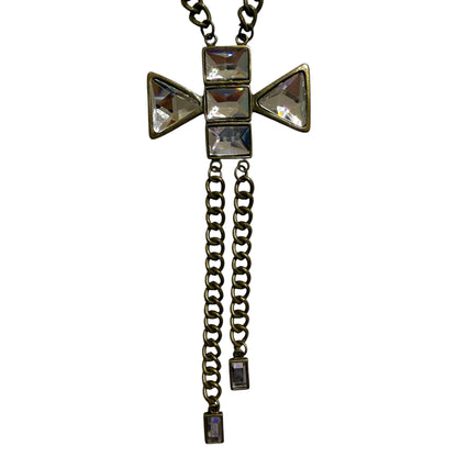 Long Rhinestone Cross Pendant Necklace