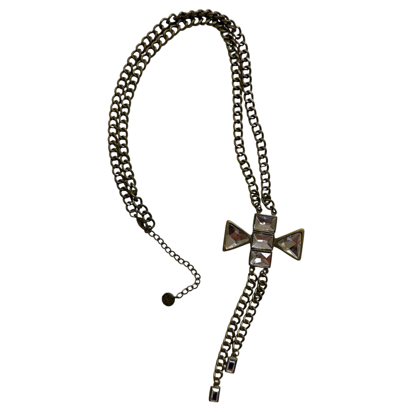 Long Rhinestone Cross Pendant Necklace