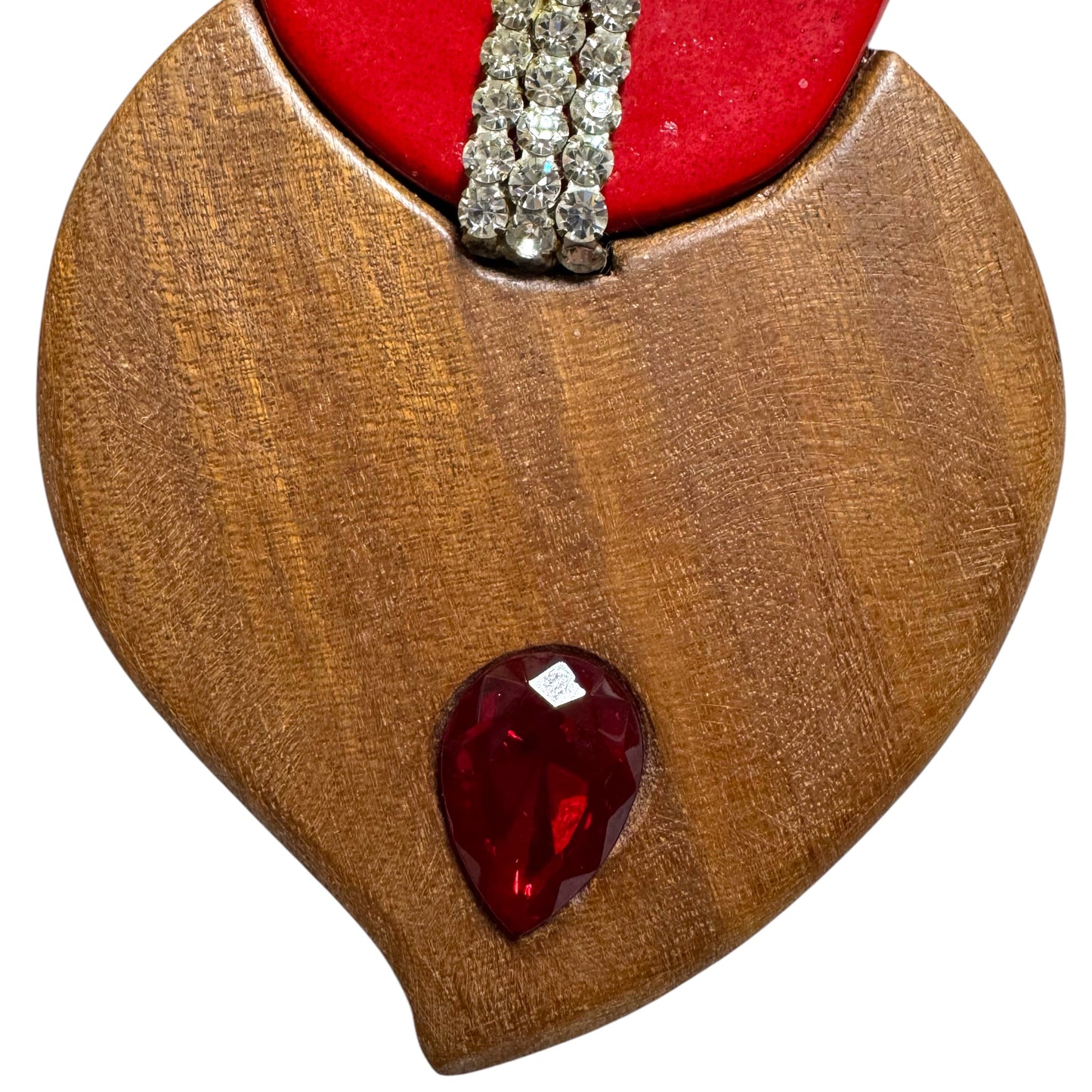 1980's Massive Avant-Garde Red and Wood Statement Necklace