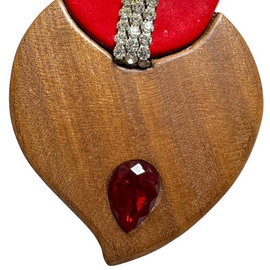 1980's Massive Avant-Garde Red and Wood Statement Necklace