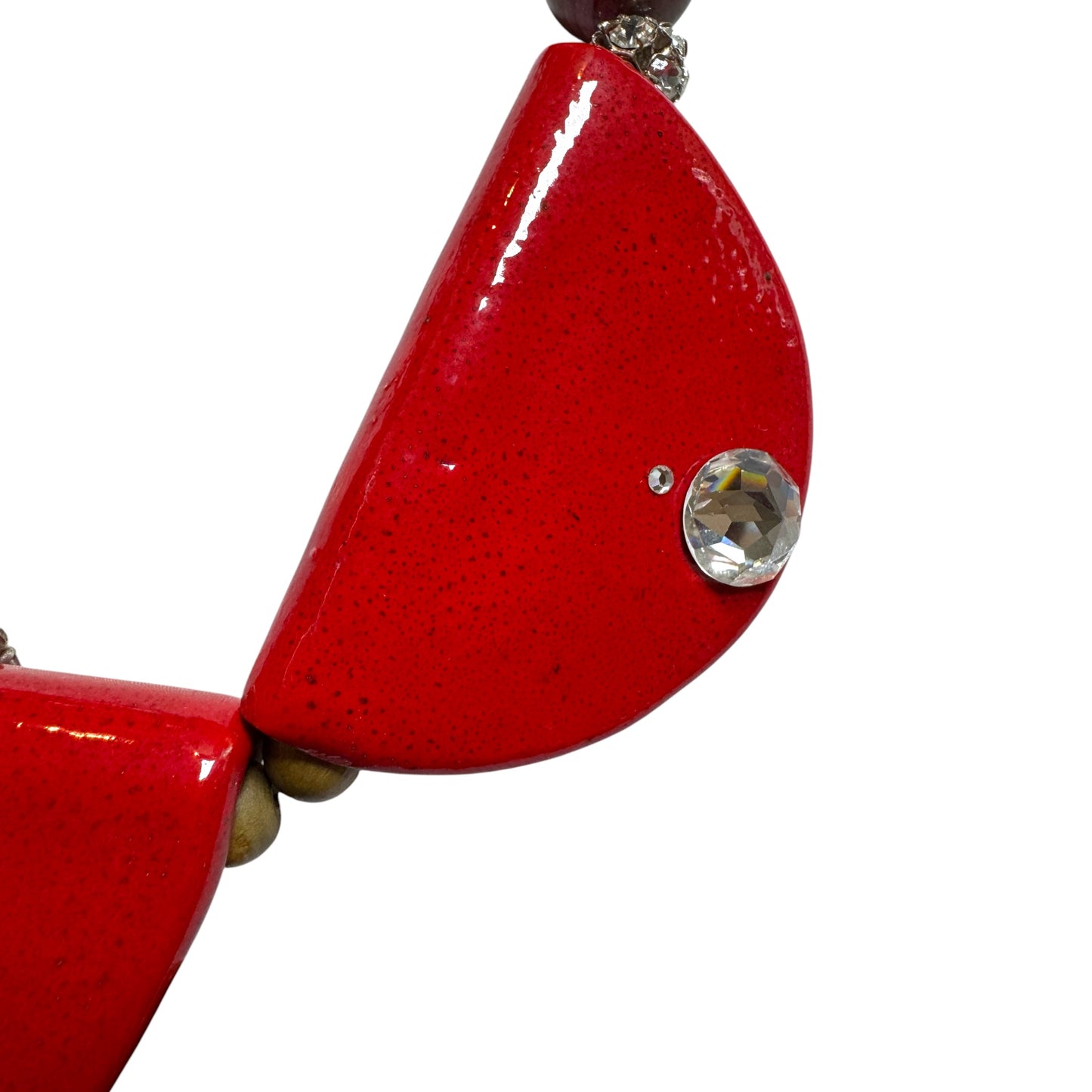 1980's Massive Avant-Garde Red and Wood Statement Necklace