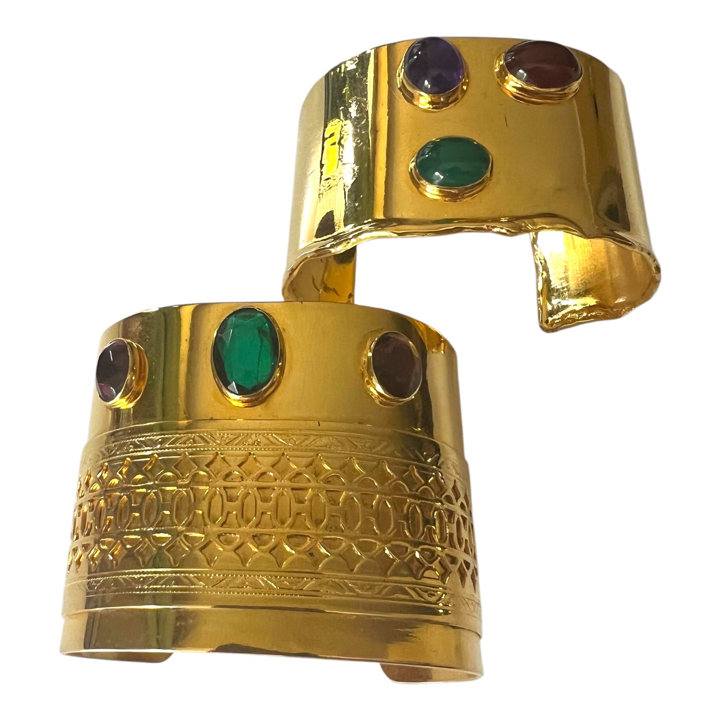 1980's Tulla Booth Gold Plated Cabochons Cuffs