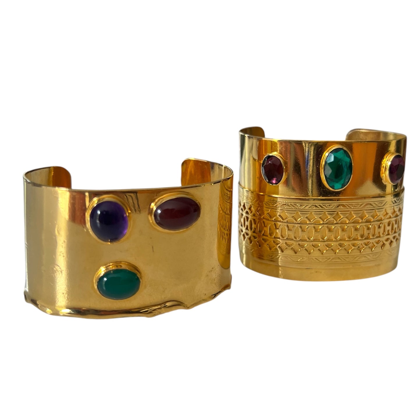 1980's Tulla Booth Gold Plated Cabochons Cuffs