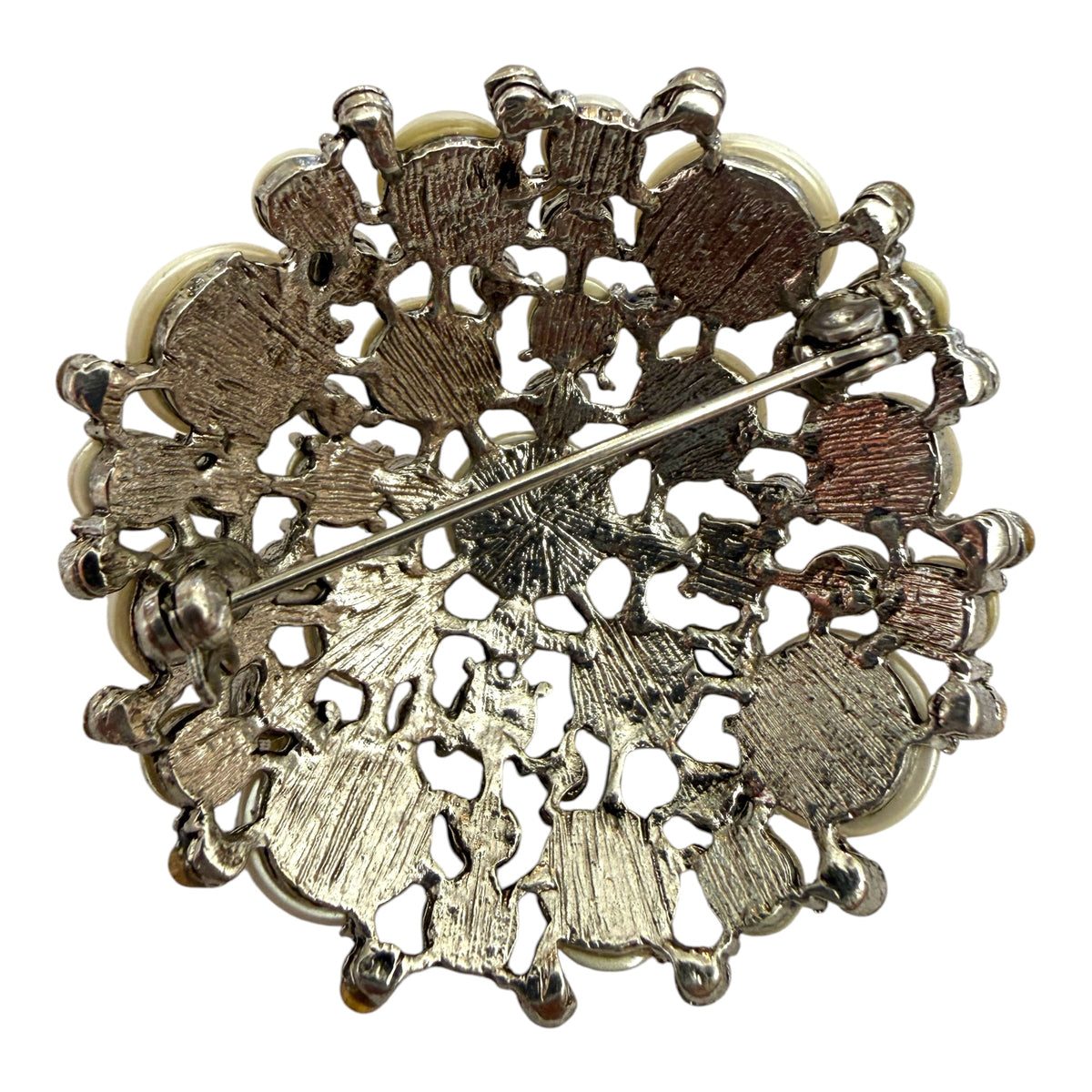 Faux Pearl Rhinestone Brooch