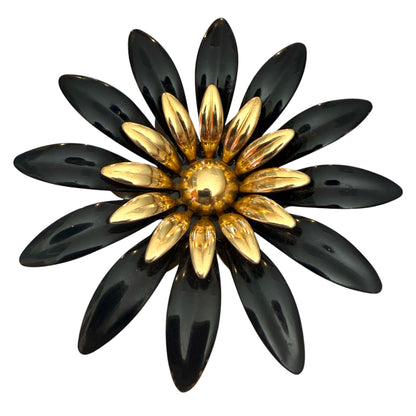 Sarah Coventry Black Flower Brooch And Earrings Set