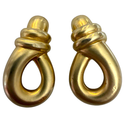 LES BERNARD Gold Tone Chunky Clip On Earrings