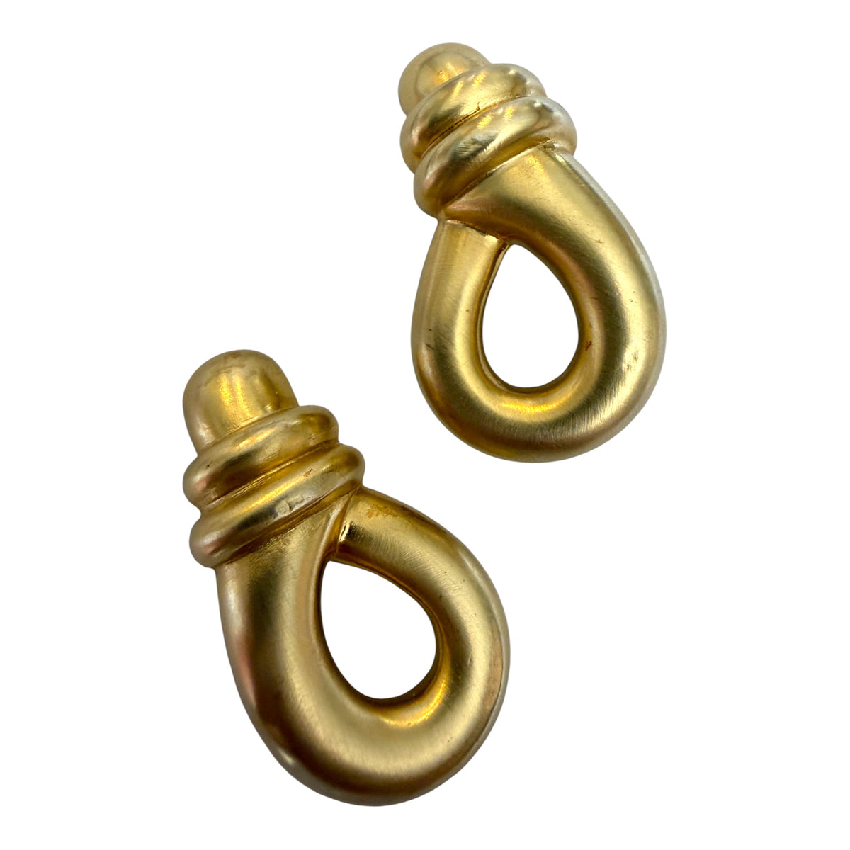 LES BERNARD Gold Tone Chunky Clip On Earrings