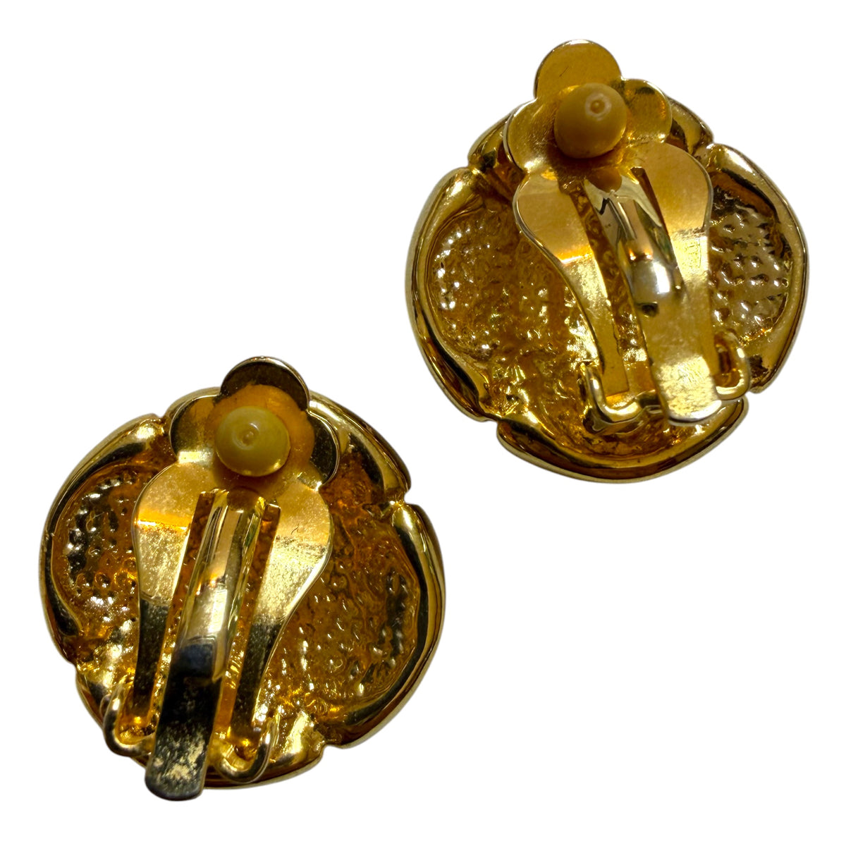 1980's Gold Tone Multitone Clip On Earrings