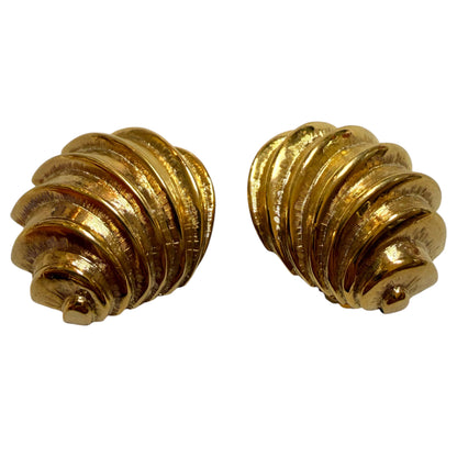Domed Shell Shaped Clip On Earrings