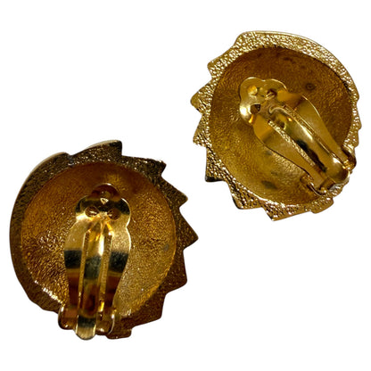 Domed Shell Shaped Clip On Earrings