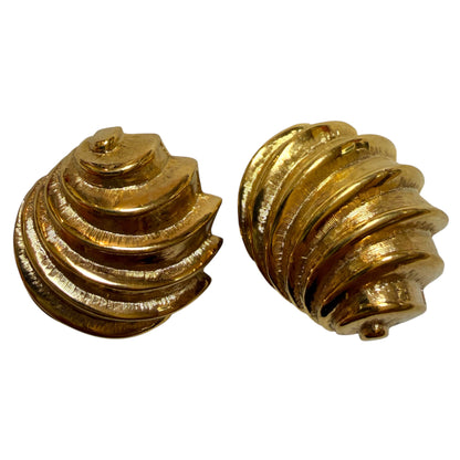 Domed Shell Shaped Clip On Earrings