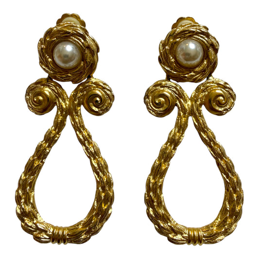 1990's Large Etruscan Clip On Earrings