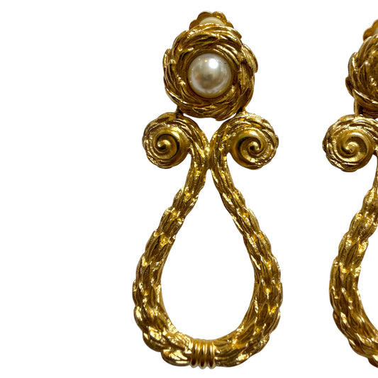 1990's Large Etruscan Clip On Earrings