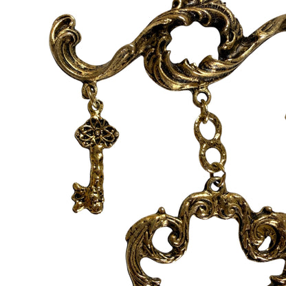 1960s 1970s XXL Rococo Lock & Key Statement Necklace