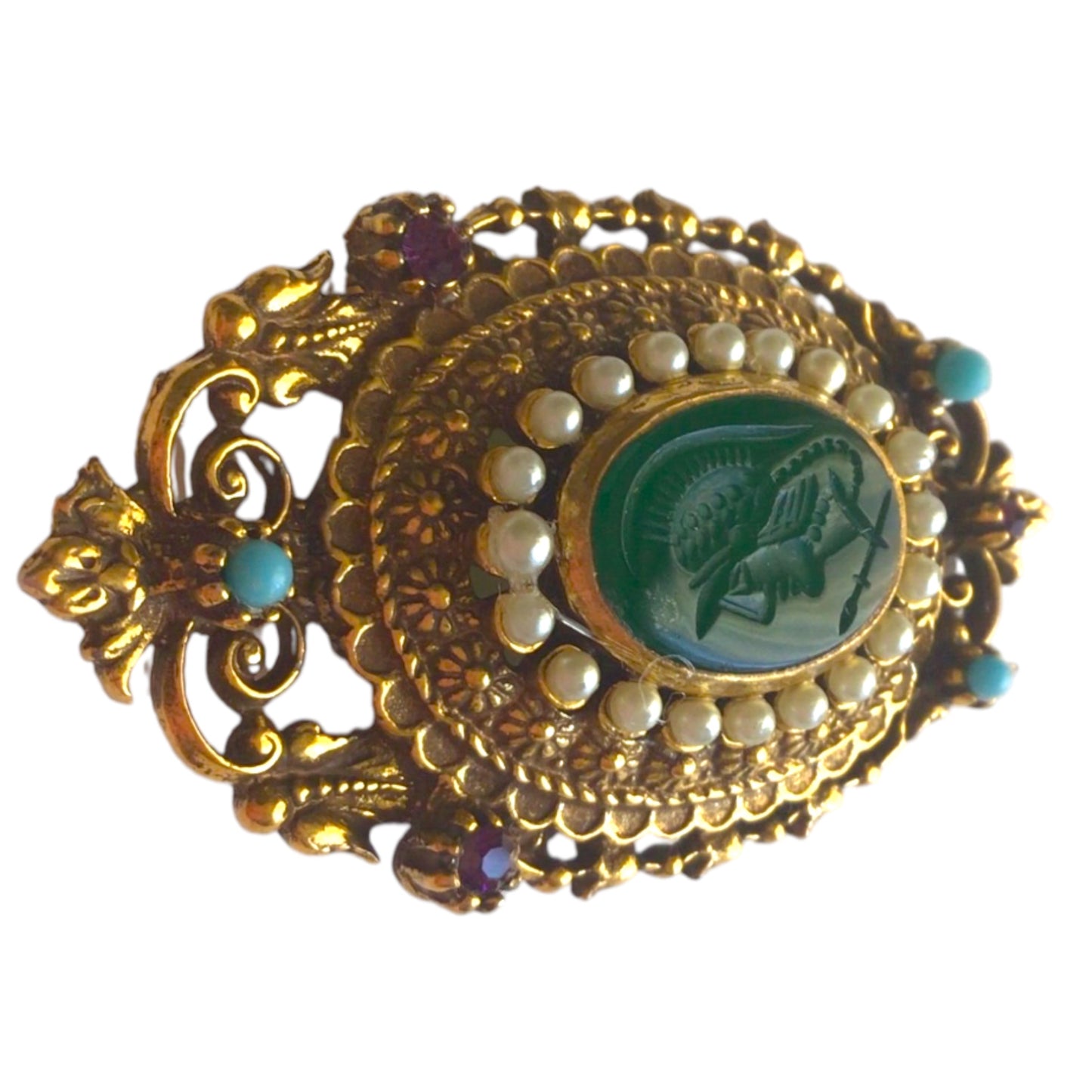 1980s Faux Pearl Victorian Pin