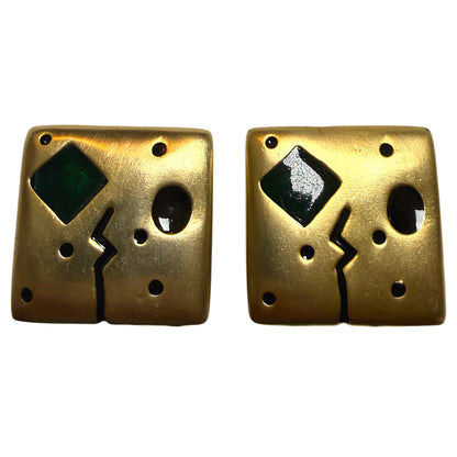 Large Square Clip On Earrings