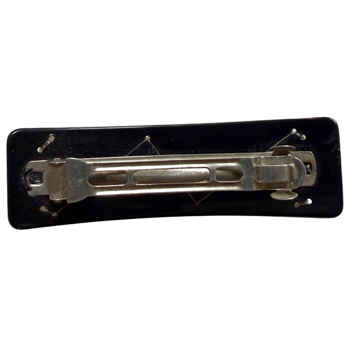 1980's Black Hair Barrette With Faux Pearls