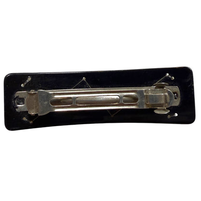 1980's Black Hair Barrette With Faux Pearls