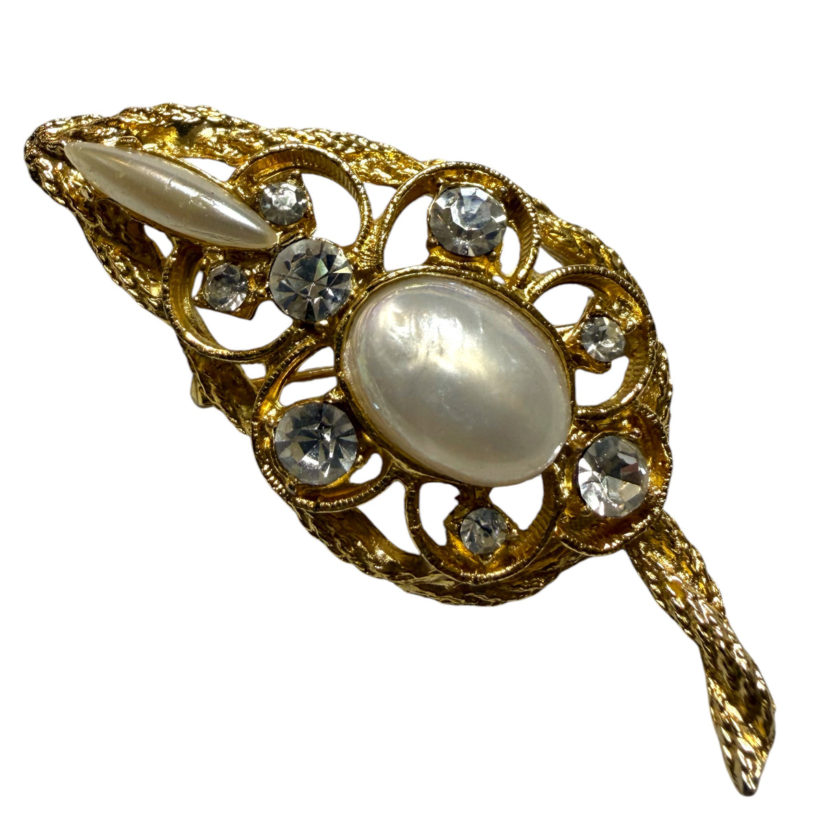 Moushe Shaped Faux Pearl Brooch