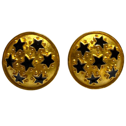 1980's Leslie Block Round Clip On Earrings