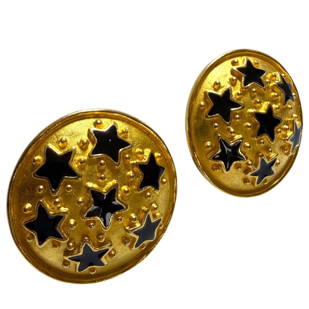 1980's Leslie Block Round Clip On Earrings