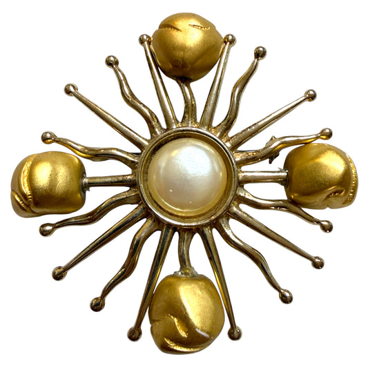 Gold Tone Starburst Brooch