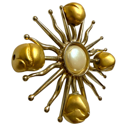 Gold Tone Starburst Brooch