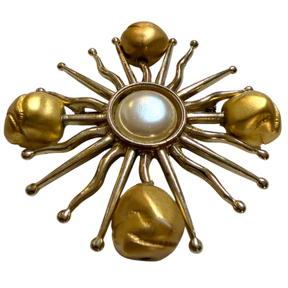 Gold Tone Starburst Brooch