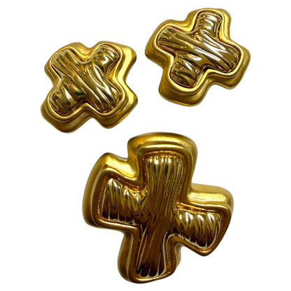 1980's Gold Tone Puffy X Set